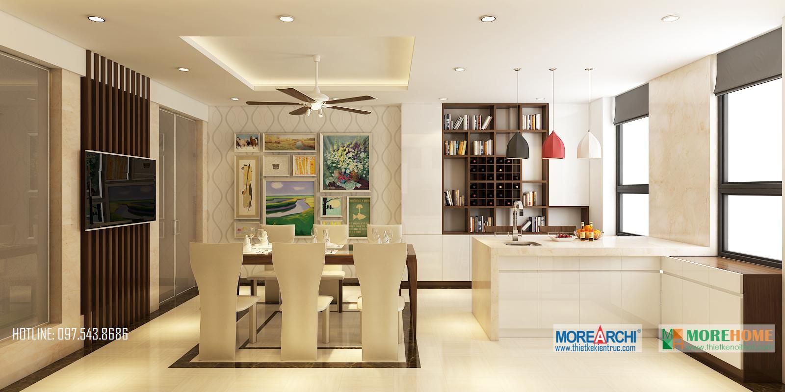 Thiết kế nội thất phòng bếp nhà phố hiện đại Trần Duy Hưng Trung Hòa Cầu Giấy Hà Nội